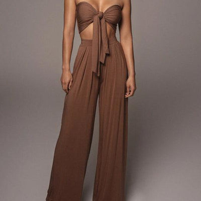 Kathleen Strapless Top & Wide Pants Set - Hot fashionista