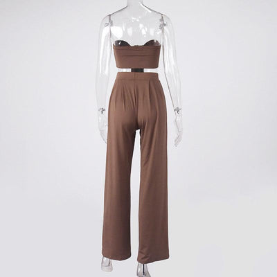Kathleen Strapless Top & Wide Pants Set - Hot fashionista