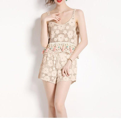 Judith Floral Crochet Shorts Set - Hot fashionista