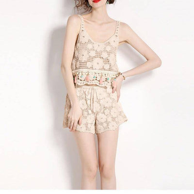 Judith Floral Crochet Shorts Set - Hot fashionista