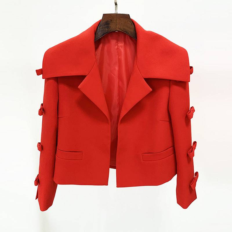 Poppy Long Sleeve Bow-detail Cropped Jacket - Hot fashionista