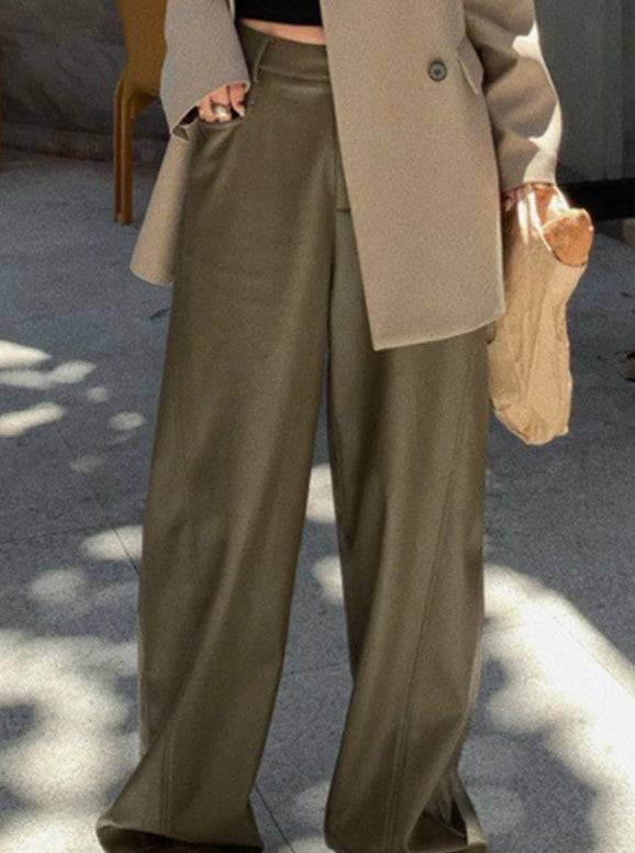 Pauline High Waist Leather Baggy Trousers - Hot fashionista