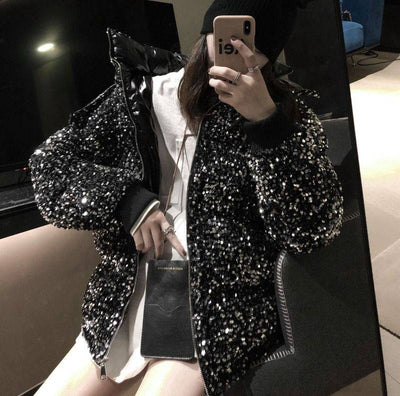 Kylie Sequined Leatherette Jacket - Hot fashionista