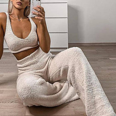 Mercedes Textured Tank Top & Wide Pants Set - Hot fashionista