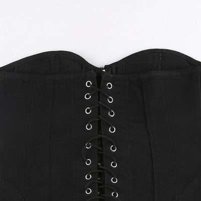 Sandy lace up Denim corset top - Hot fashionista