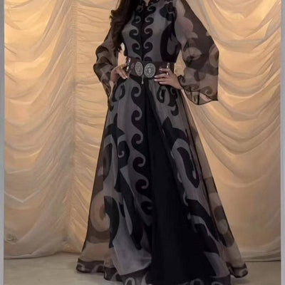 Cantara Long Sleeve Belted Chiffon Maxi Dress - Hot fashionista