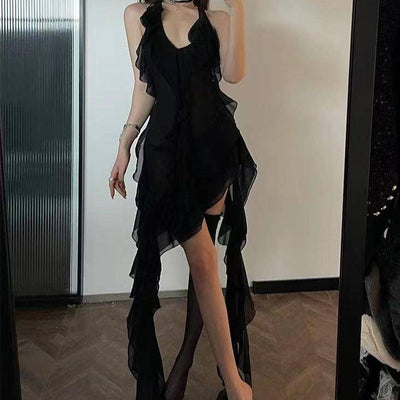 Fawn Sleeveless Halter Neck Ruffle Mini Dress - Hot fashionista