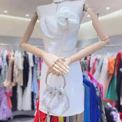 Paloma Rhinestone Floral Embellished Mini Dress - Hot fashionista