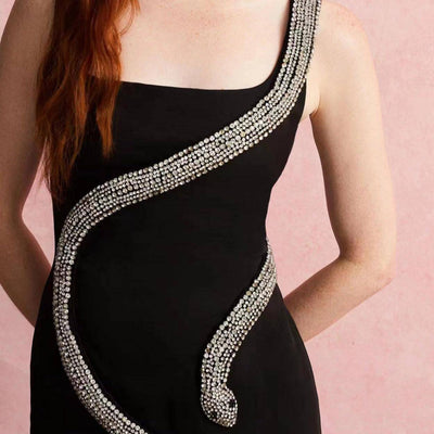Josephine Sleeveless Crystal Snake Embellishment Midi Dress - Hot fashionista