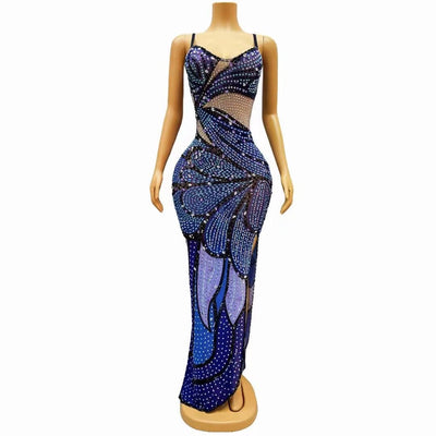 Hollee Rhinestone Embellished Split Maxi Dress - Hot fashionista