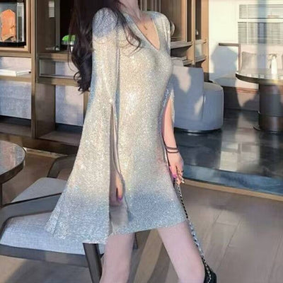 Paislee Long Sleeve Slit Sequin Mini Dress - Hot fashionista