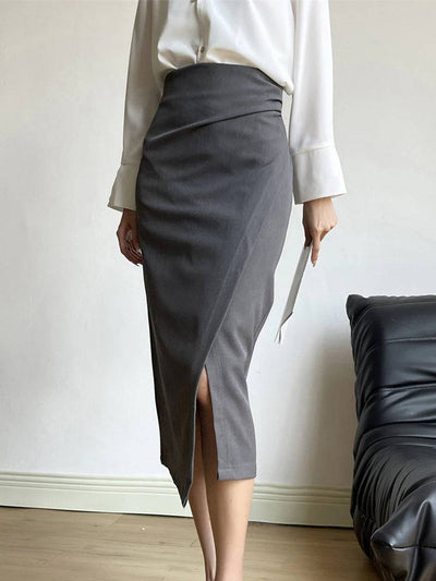Amari High Waist Ruched Detail Wrap Hem Skirt - Hot fashionista
