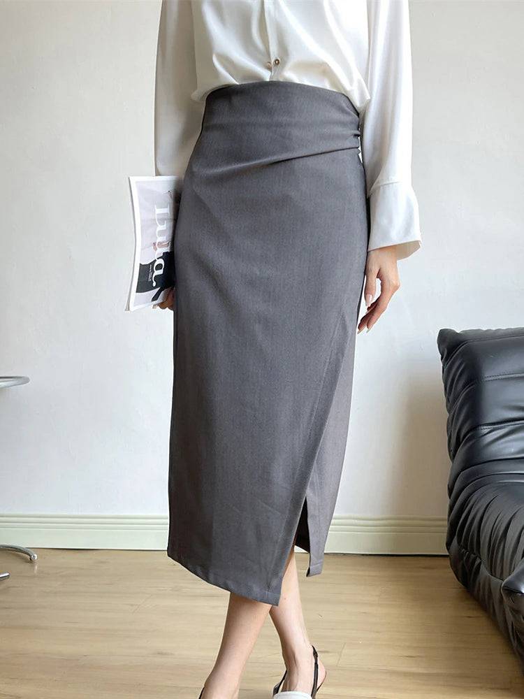 Amari High Waist Ruched Detail Wrap Hem Skirt - Hot fashionista