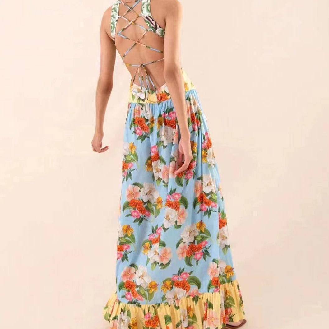 Mackenzie Sleeveless Pleated Hem Floral Maxi Dress - Hot fashionista