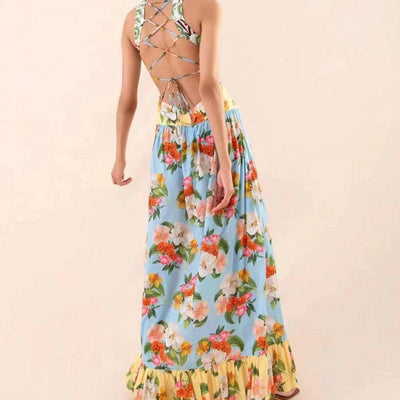 Mackenzie Sleeveless Pleated Hem Floral Maxi Dress - Hot fashionista