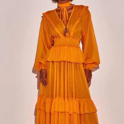 Whitney Long Frill Maxi Dress - Hot fashionista