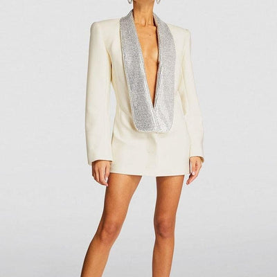 Jolene Embellished Rhinestone Backless Blazer Dress - Hot fashionista