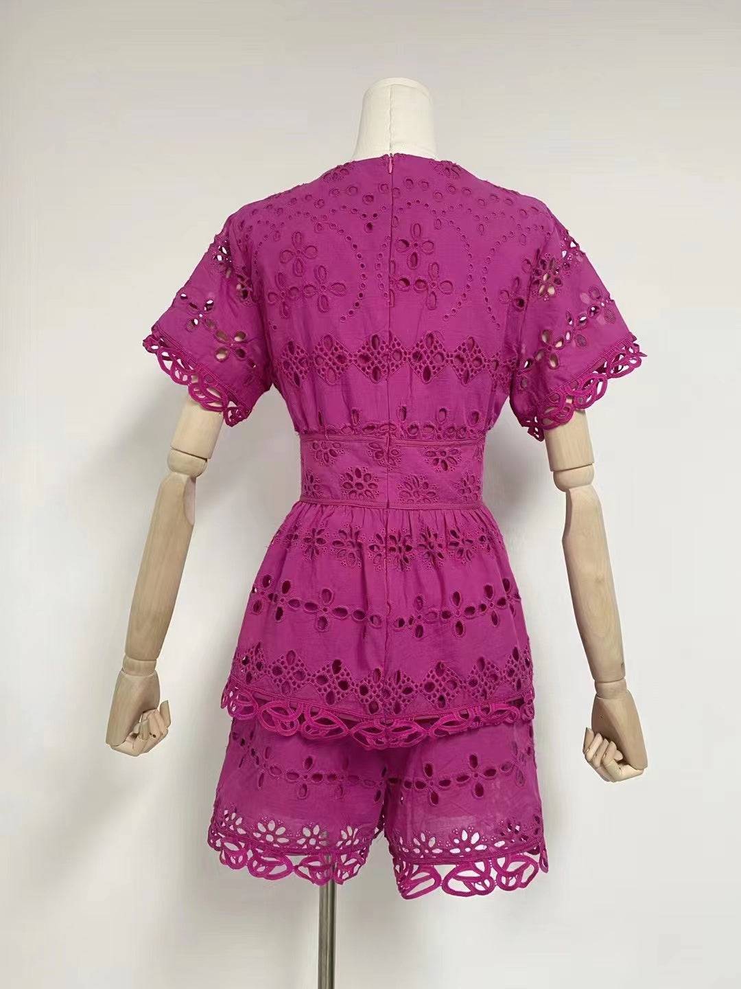 Ramona Short Sleeve V Neck Layered Lace Mini Dress - Hot fashionista
