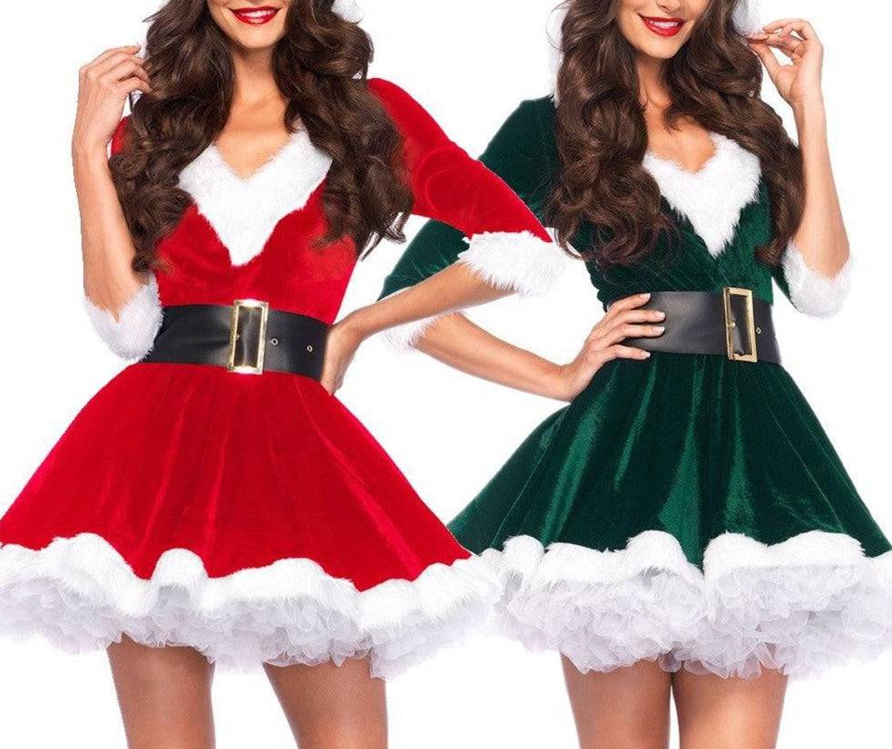 Nettie Half Sleeve Belted Christmas Costume Dress - Hot fashionista