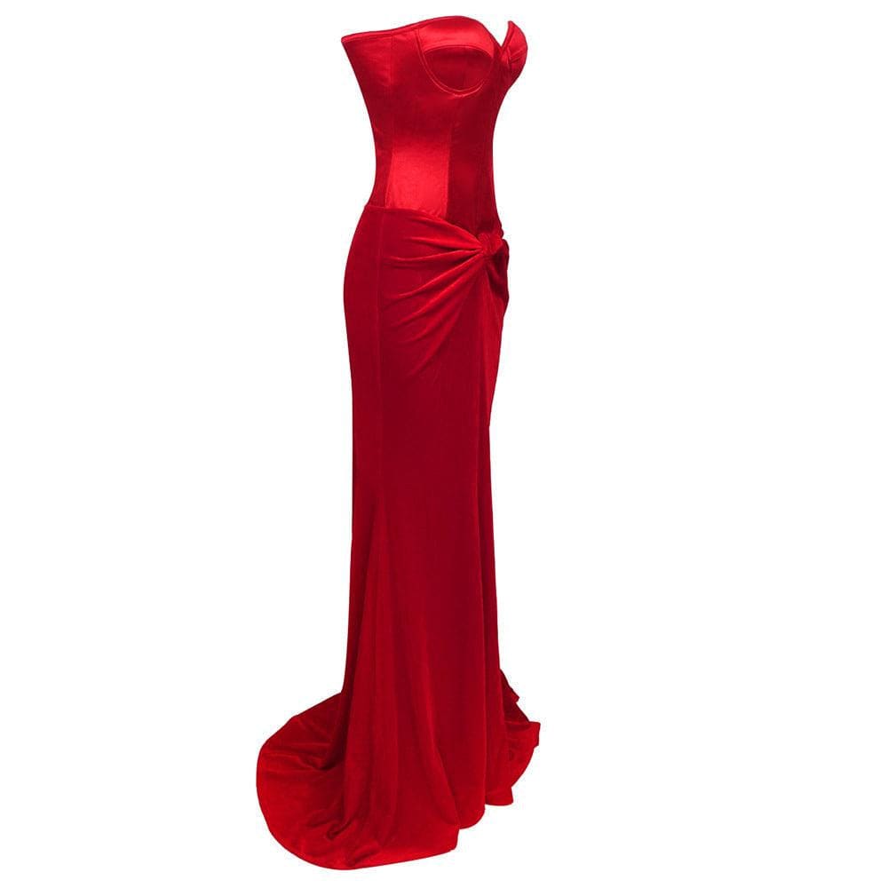 Alexa Strapless Corset Two-Piece Dress in Red - Hot fashionista