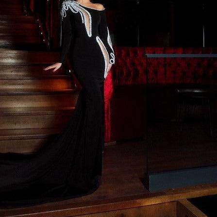 Ariyah Crystal Cut Out Velvet Maxi Dress - Hot fashionista