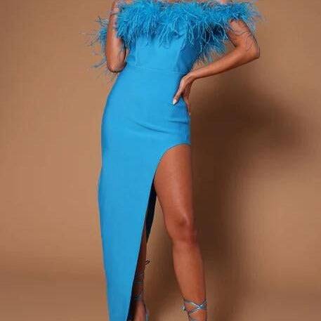 Aubree Sleeveless Feather Maxi Dress - Hot fashionista