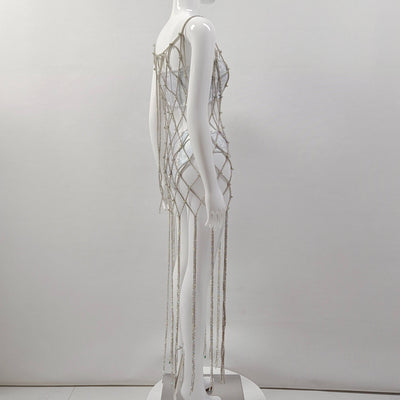 Briseida Hand-woven Crystal Diamond Tassel Dress - Hot fashionista