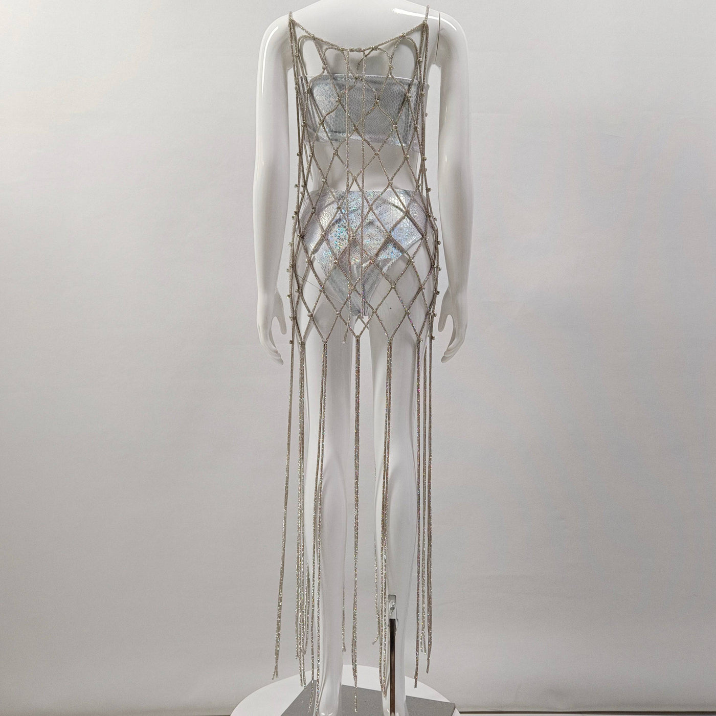 Briseida Hand-woven Crystal Diamond Tassel Dress - Hot fashionista