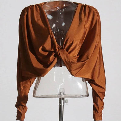 Parisa Front Criss Cross Tunic Sleeve Blouse - Hot fashionista