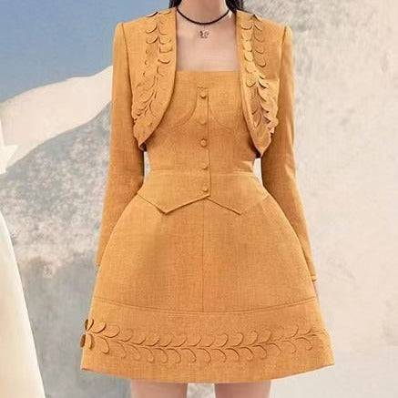 Darolyn Long-Sleeve Square Neck Dress with Long Sleeve Blazer - Hot fashionista