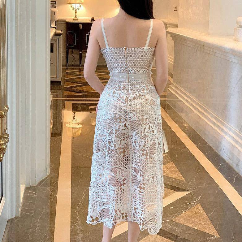 Davina Lace Embroidery Midi Dress - Hot fashionista