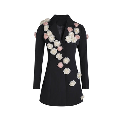 Davine Long Sleeve Rose Detail Mini Blazer Dress - Hot fashionista