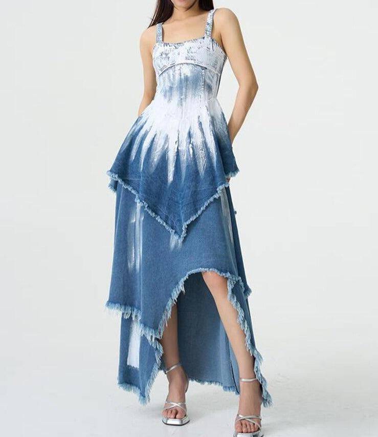Jada Retro Distressed Denim Dress - Hot fashionista