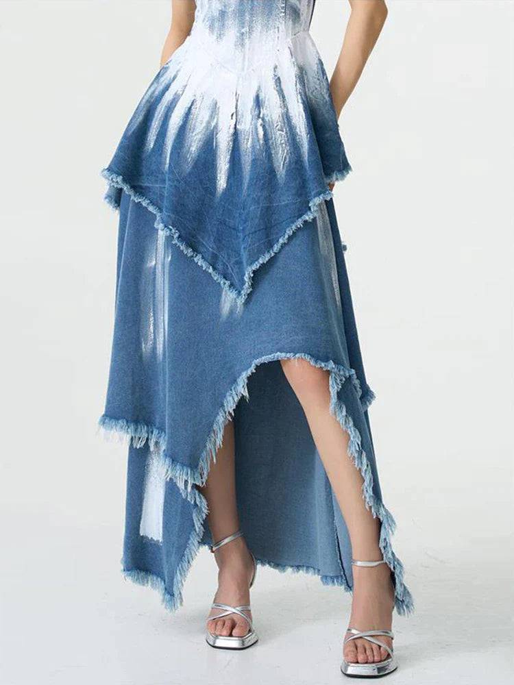 Jada Retro Distressed Denim Dress - Hot fashionista