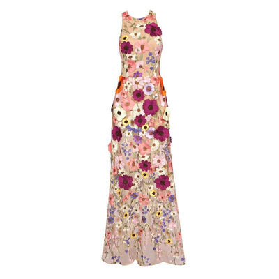 Janis Sleeveless Embroidered Floral Maxi Dress - Hot fashionista