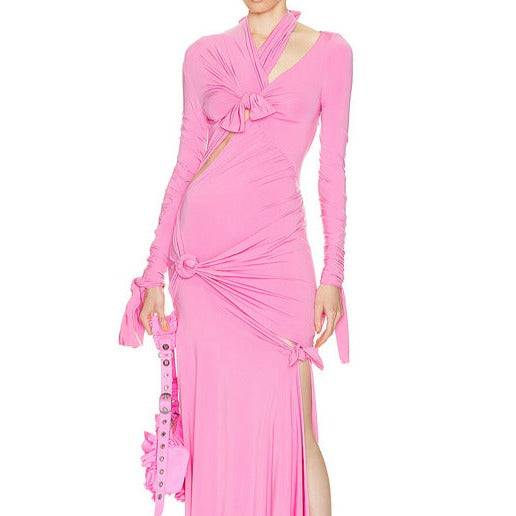Jayme Knotted Cutout Slit Maxi Dress - Hot fashionista