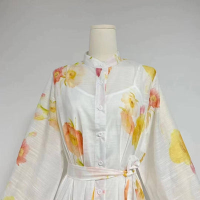 Lanice Dolman Sleeve Button Down Floral Maxi Dress - Hot fashionista