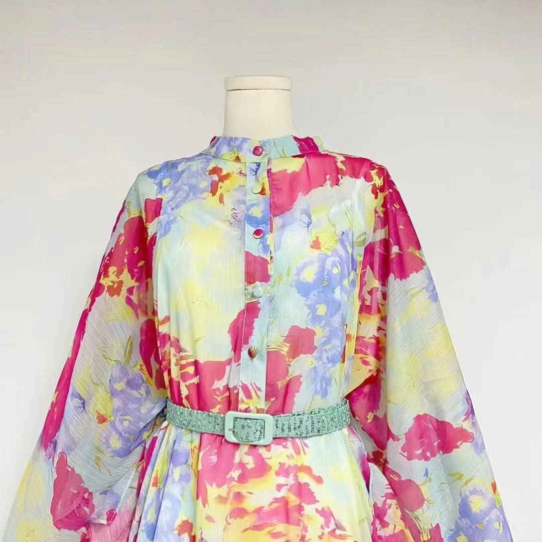 Lanna Lantern Sleeve Autumn Print Maxi Dress - Hot fashionista