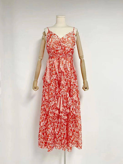 Letitia Printed Cascading Ruffle Gown - Hot fashionista