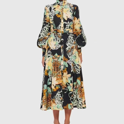 Linda Puff Sleeve Floral Midi Dress - Hot fashionista