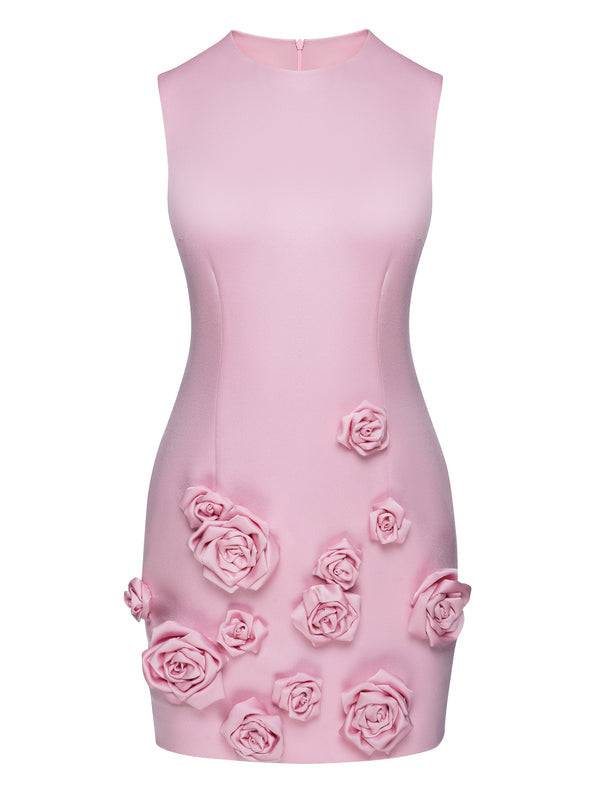 Mindy Sleeveless Rose-Applique Cady Mini Dress - Hot fashionista