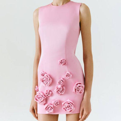 Mindy Sleeveless Rose-Applique Cady Mini Dress - Hot fashionista