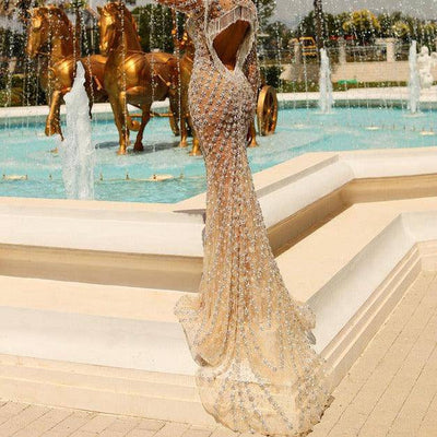 Minnie Long Sleeve Deep V Neck See Through Maxi Dress - Hot fashionista