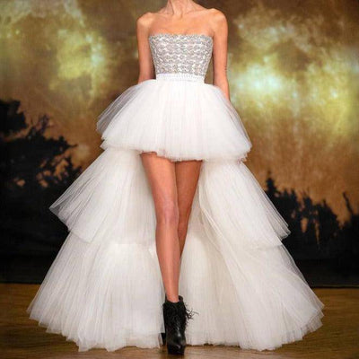 Missy Strapless Crystal Mesh Layered Pleats Maxi Dress - Hot fashionista