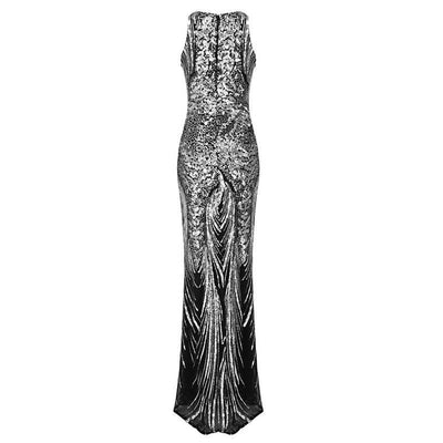 Mitzy Sequined Maxi Dress Black Silver - Hot fashionista
