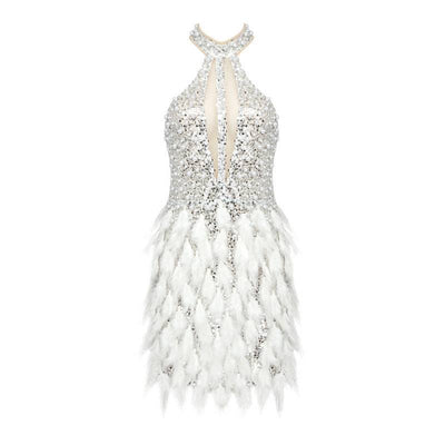 Nathalie Halter Pearl Sequined Feather Dress - Hot fashionista