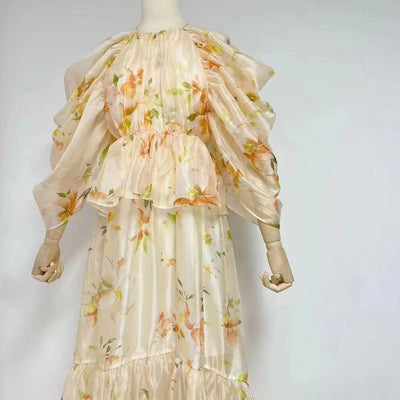 Nichele Halter Neck Floral Ruffle Midi Dress - Hot fashionista