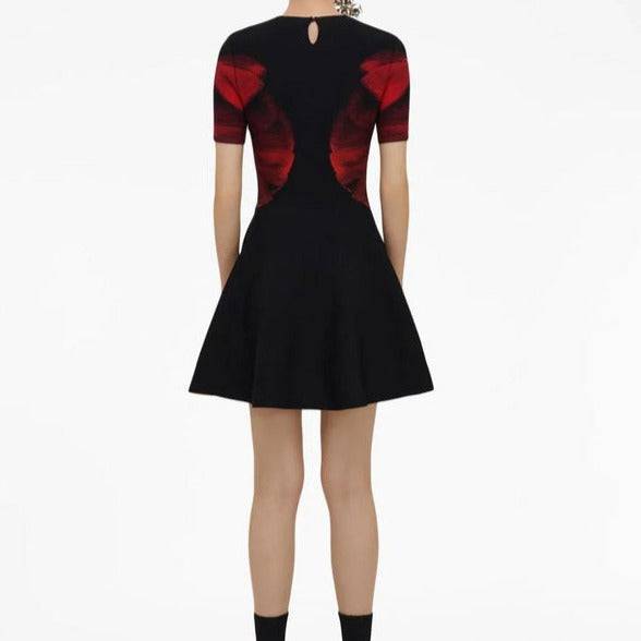 Octavia Orchid-Print Flared-Hem Knitted Mini Dress - Hot fashionista