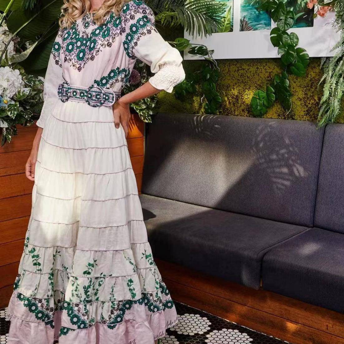 Roseanne 3/4 Sleeve Layered Hem Floral Print Maxi Dress - Hot fashionista