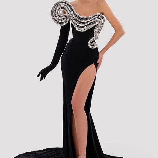 Selene Strapless Silver Embellished Side Sit Maxi Dress - Hot fashionista